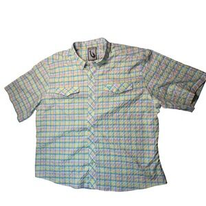 Mojo Sportswear Mens 3XL Plaid Fishing Shirt Short Sleeve‎ Ventilated Mesh Back